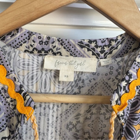 Forever That Girl Ruffle Drop Waist Tunic Dress Boho Bright Print XS Formal - Picture 8 of 9